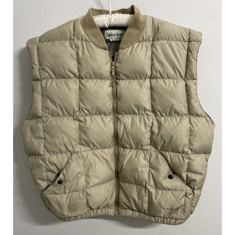 Vintage Gander‎ Mountain Goose Down Beige Puffer Vest Mens XXL Hunting Vtg